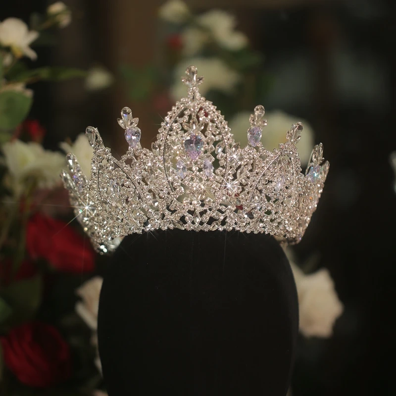 Himstory Hair  Jewelry Pageant  Accessories Classic Large Tiaras Cubic Princess Bride Zircon Wedding Crown For Women