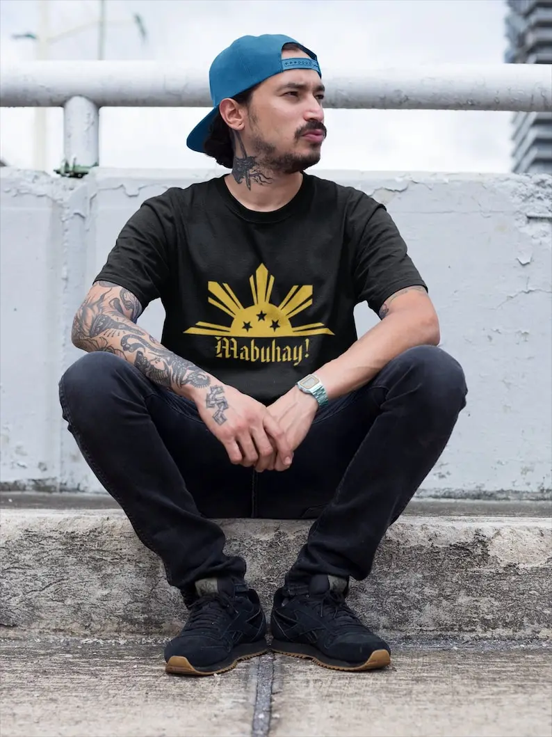 

Mabuhay Filipino Tee 3 stars and a sun t-shirt graphic tee cotton Vintage round neck Men Women Streetwear Tees Short Sleeve