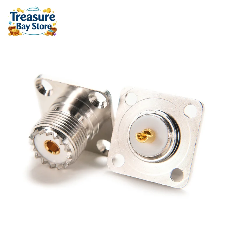 1/5/10pcs 4-Hole 25mm Flange SO239 UHF Female Jack Connector, Panel Mount Solder Type