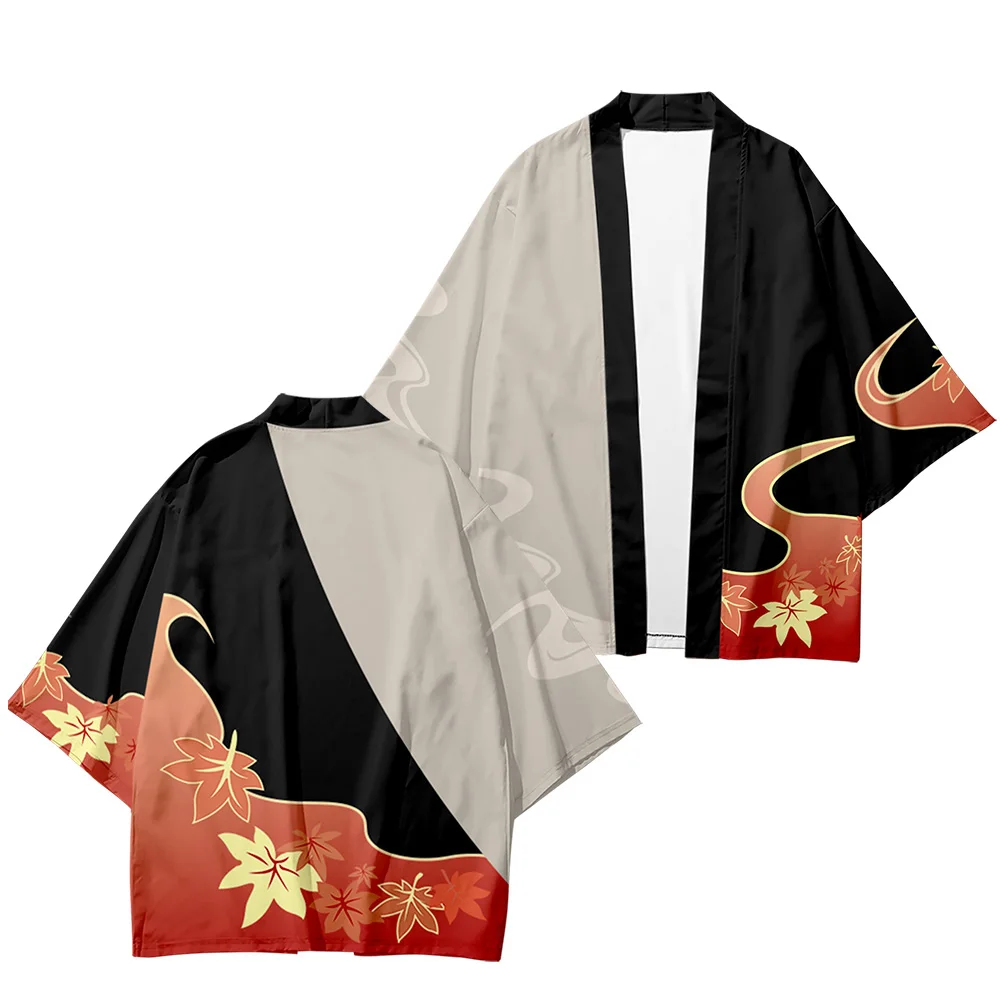 Genshin Impact Kaedehara Kazuha ญี่ปุ่นอะนิเมะ Kimono เสื้อคลุมฮาโอริ Yukata คอสเพลย์ผู้หญิง/ผู้ชายแฟชั่นฤดูร้อนสบายๆ Streetwear เสื้อ