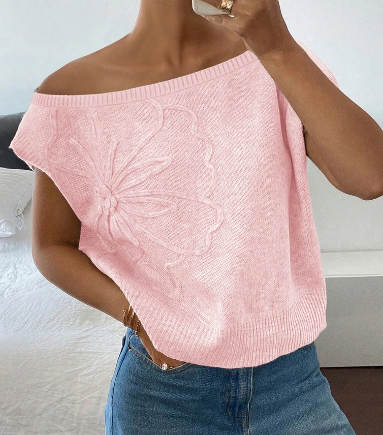 

Women's Clothing Leisure Vacation Summer Solid Color Short Sleeved Sweater Street Fashion Retro Casual Elegant Sweater Vest