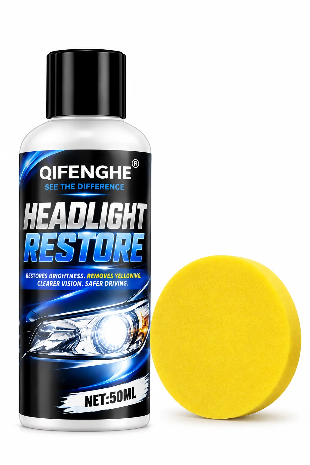 Headlight Restore Reduce Yellowing & Surface Oxidation, Brightens Foggy Car Headlight Lens Easy to Use DIY