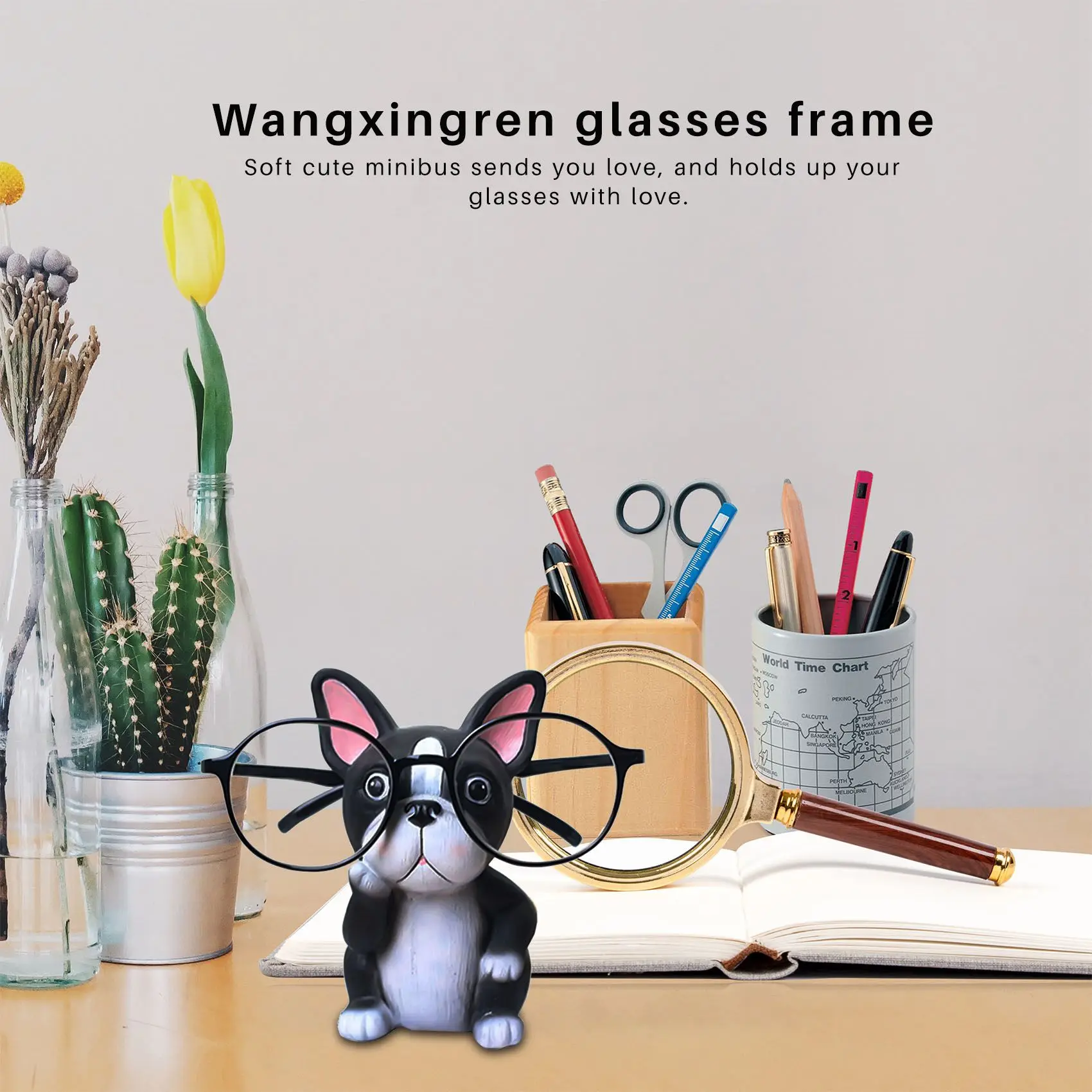 Premium-Puppy Dog Glasses Holder Stand Eyeglass Retainers Sunglasses Display Cute Gift (Bulldog)
