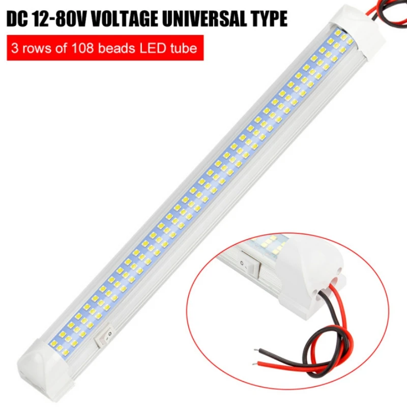 

108 interior light car ceiling 12v led bar White Light Tube with Switch for van truck led ceiling rv camper accessories Boat