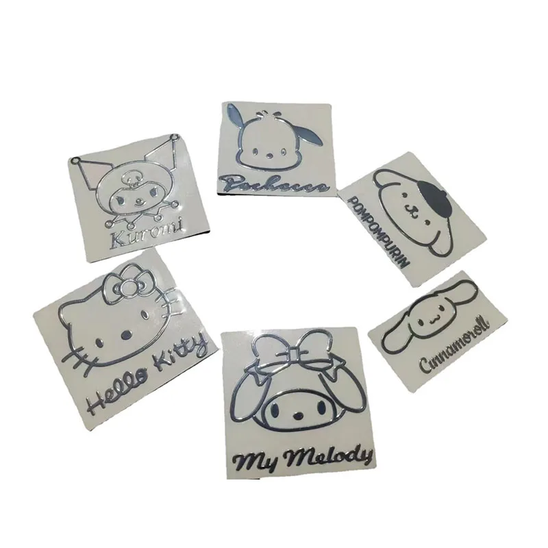 

10Pcs/ Sanrio Kawaii Ins Metal Sticker Cartoon Hello Kitty Kuromi My Melody Cinnamoroll Water Proof Decoration Mobile Car Gift