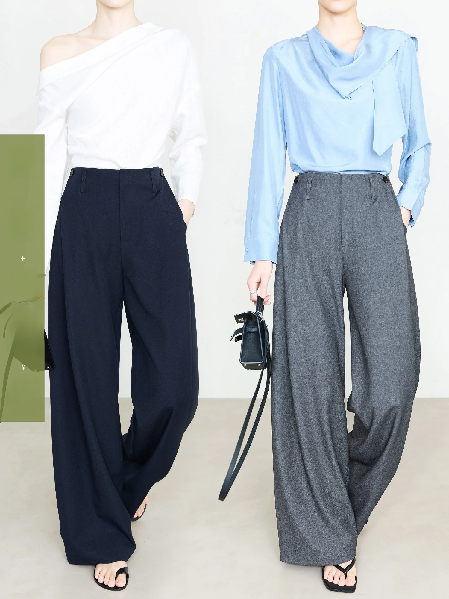 ay Woolen Wide Leg Suit Pants for Women High nce Sle Commute New 2026 Luxury Light Summer Silk Polyester