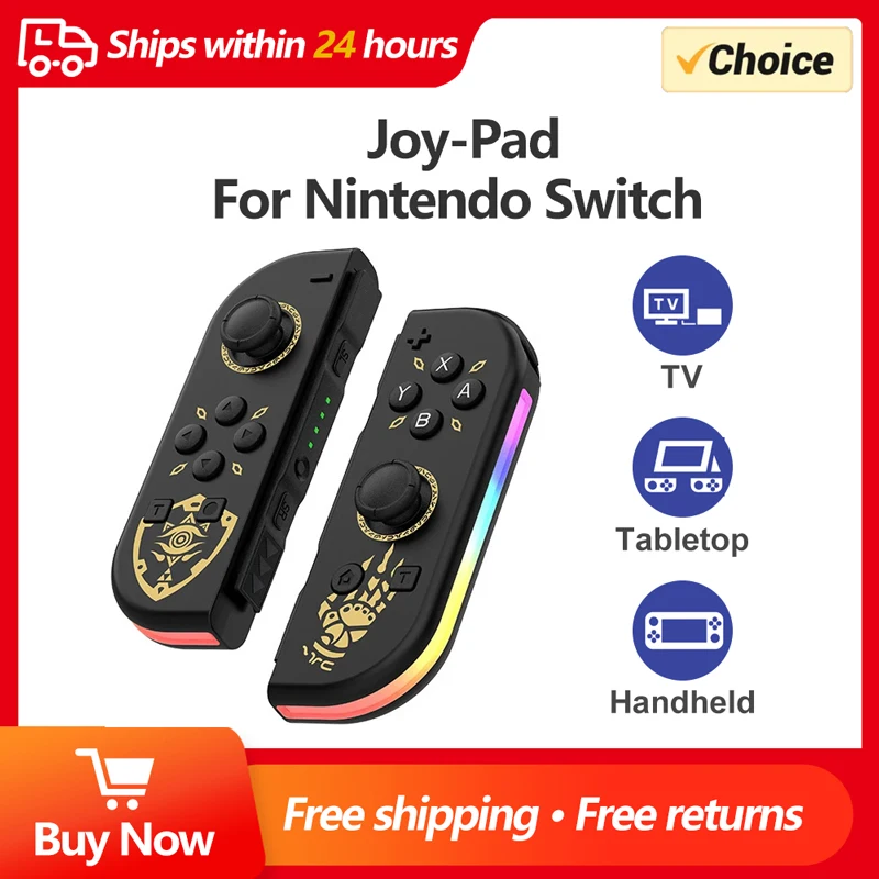 RGB LED Switch Joypad NS JOYCON BT 5.2 Joy Controller for Nintendo Switch Lite Oled JoyCon Gamepads Joystick with Dual Vibration