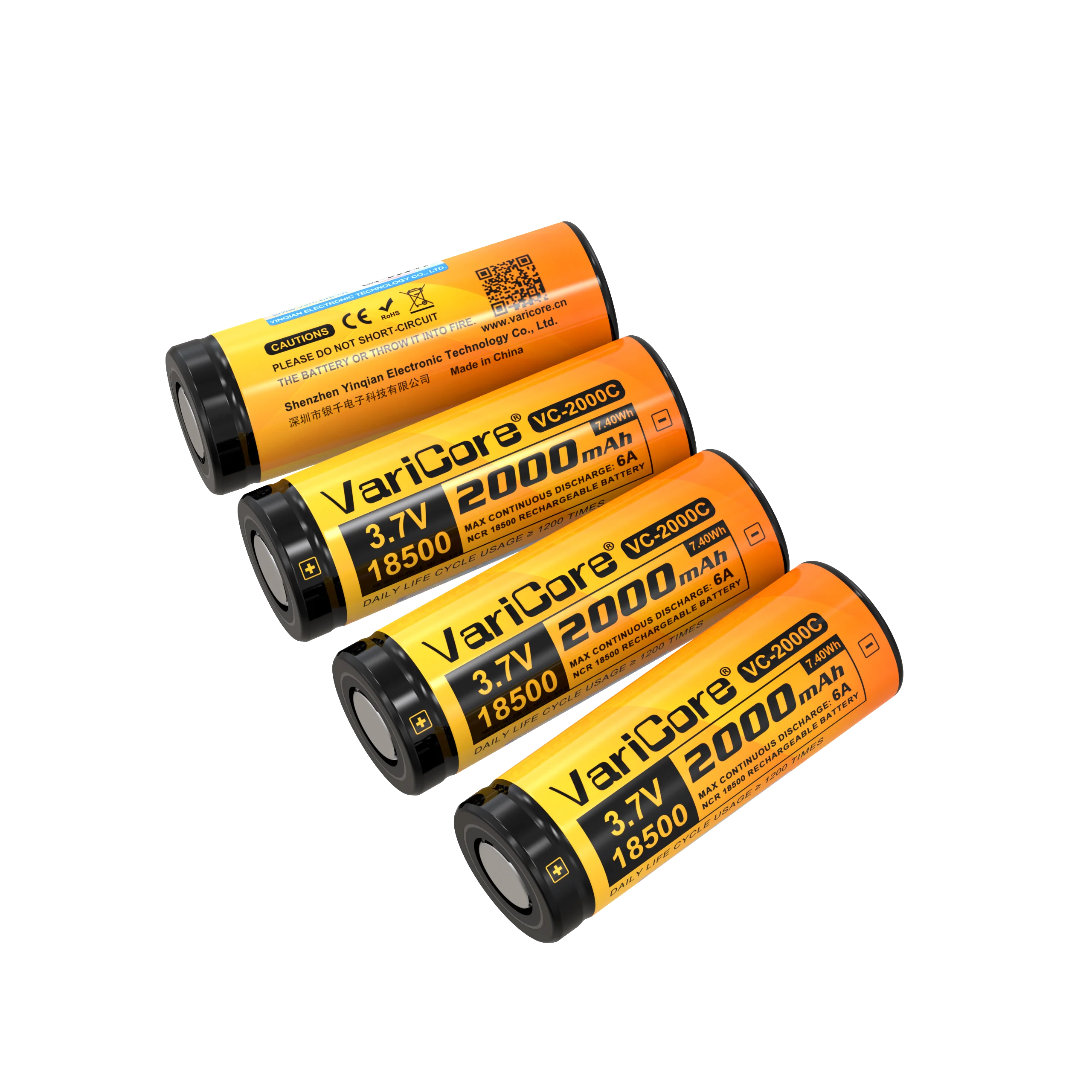 بطارية 18500 2000 مللي أمبير 3.7 فولت قابلة لإعادة الشحن مقاومة لدرجات الحرارة العالية والمنخفضة قابلة لإعادة الشحن إلى السعة-VariCore