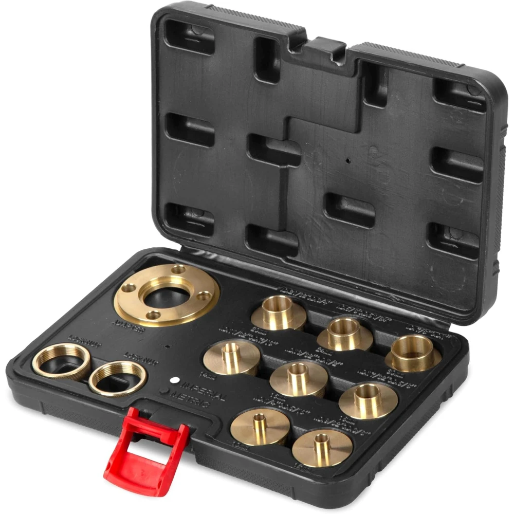 

11 Pcs Solid Brass Router Template and Guide Bushing Set 1-3/16-Inch Base Plate Used for Woodworking or Repair