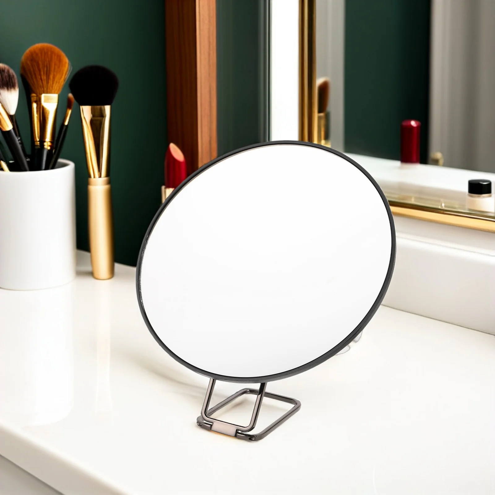 Specchio per trucco da 6 pollici con ingrandimento 10X con supporto in vetro trasparente senza distorsione per trucco da viaggio portatile per routine di bellezza domestica