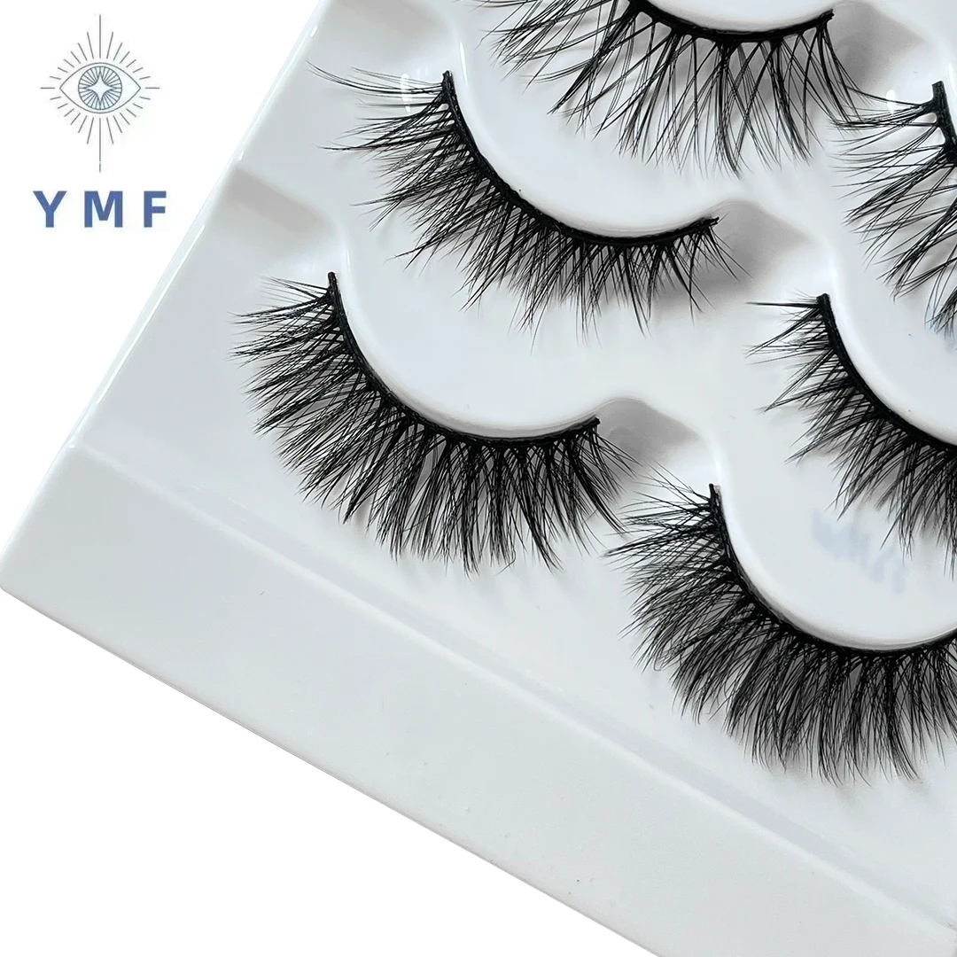 New 5 Pairs Lashes D Curl 10-16mm  Lashes 6D  Eyelashes Reusable Fluffy Russian Strip Lashes Eyelashes Extensions