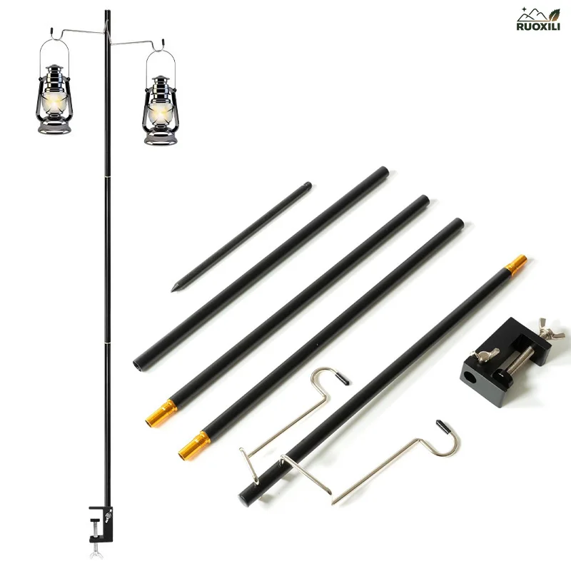 

Collapsible Camping Lamp Pole,Adjustable Heights Lightweight Aluminum Alloy Outdoor Lantern Pole Hanger for Picnic,Hiking,Garden