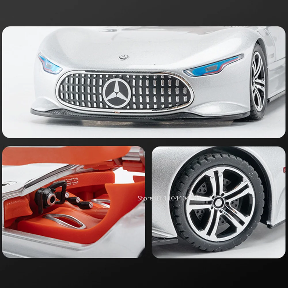 1:24 비전 GT 합금 ONE 스포츠카 모델 다이캐스트 미니어처 장난감 사운드 라이트 풀백 도어 오픈 차량 친구 휴일 선물