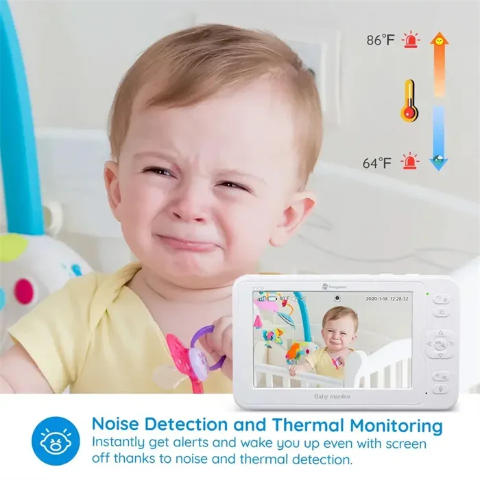 كشف صرخة الطفل بدقة 2 ميجابكسل واي فاي وكشف درجة الحرارة وإنذار 1080 بكسل للأطفال مع كاميرا