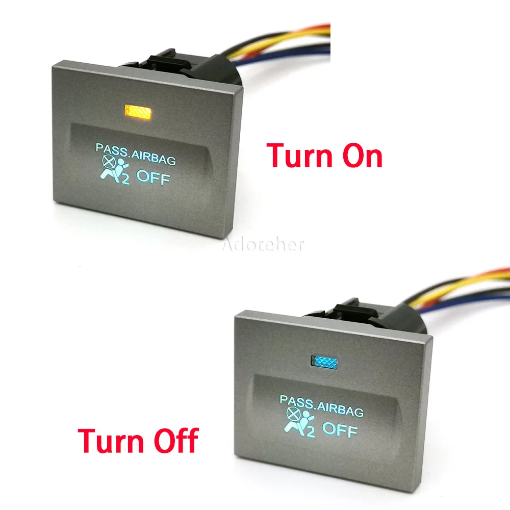 

Серебристый автомобильный синий свет со стороны пассажира, выключатель подушки безопасности с кабельной кнопкой для Ford Focus mk2 09-11, автомобильные аксессуары