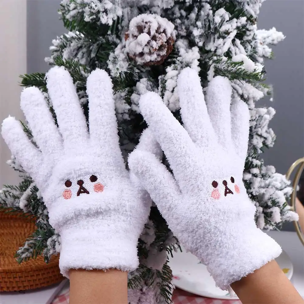 Elastische Frauen Bär Lächeln Plus Samt Herbst Und Winter Weibliche Handschuhe Touchscreen Handschuhe Volle finger Handschuhe Wolle Fäustlinge