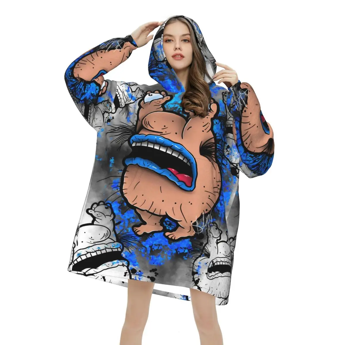 Aaahh Real M-Monsters Blanket Hoodie Oversized Wearable Sweatshirt Blanket Warm Gifts for Women Girls Girlfriend