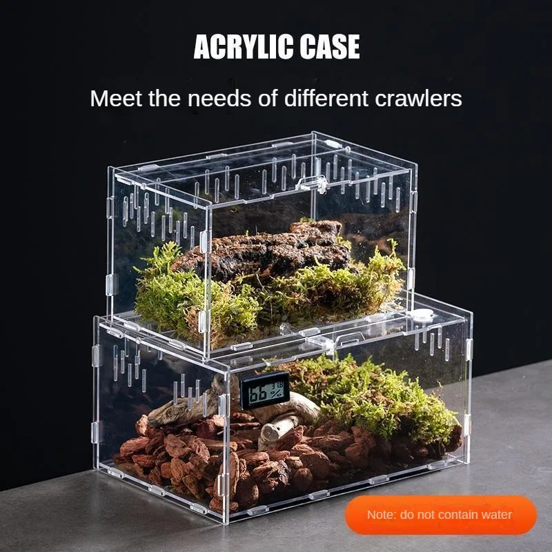 Transparent Acrylic Reptile Terrarium Habitat Breeding Box Reptiles Cage Nano Arboreal Tarantula Enclosure for Spider Scorpion