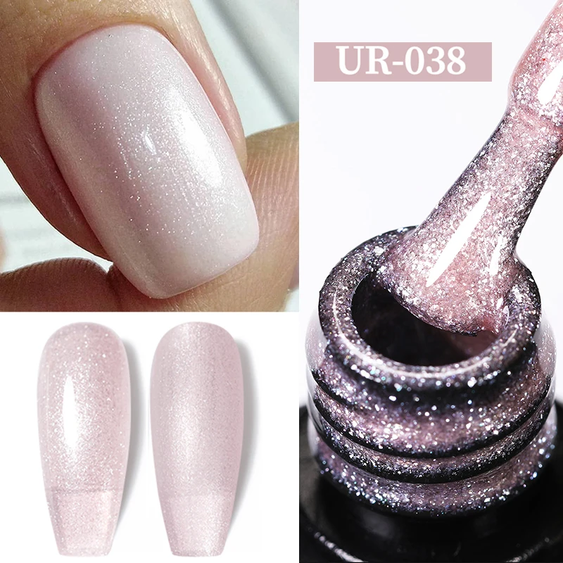 

UR SUGAR 7.5ml Pink Glitter Aurora Gel Nail Polish Spring Color Manicure Semi Permanent Soak Off UV LED Nail Art Gel Varnish