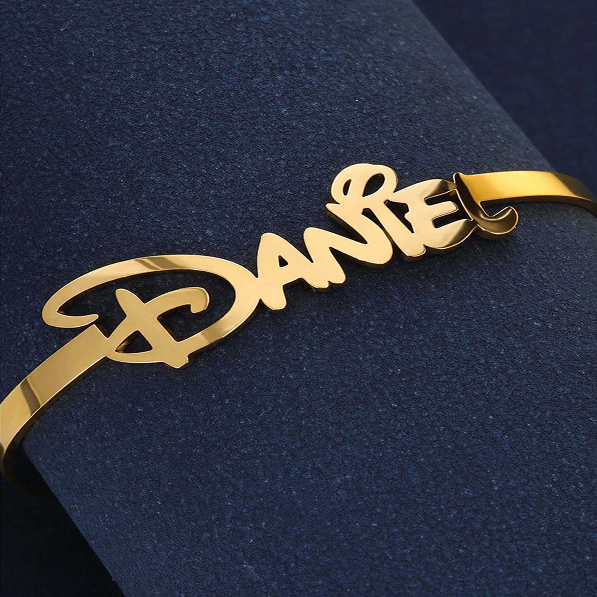 Custom Name Bracelet Gold Color Stainless Steel Bracelet Personalized Custom Name Open Adjustable Bracelet Fashion Jewelry Gift