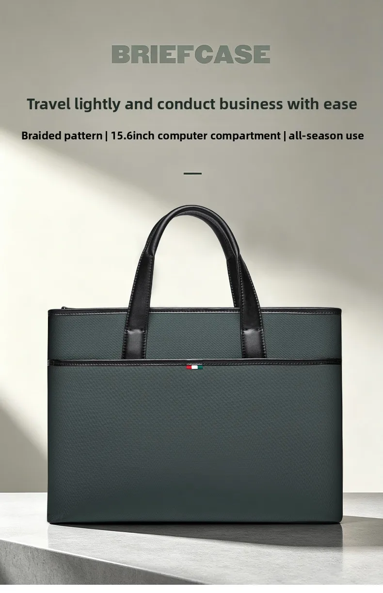 Men's Business Briefcase Wear-Resistant Laptop Notebook Computer Bag Document Handbag for Office Commuting Travel