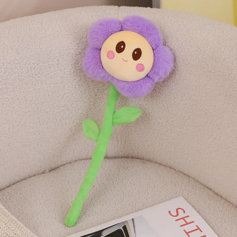 40cm Sun Flower Plush Toy Bendable Stems Smile Face Stuffed Doll Home Decor Cartoon Sunflower Plant Kawaii Toy For Wedding Party