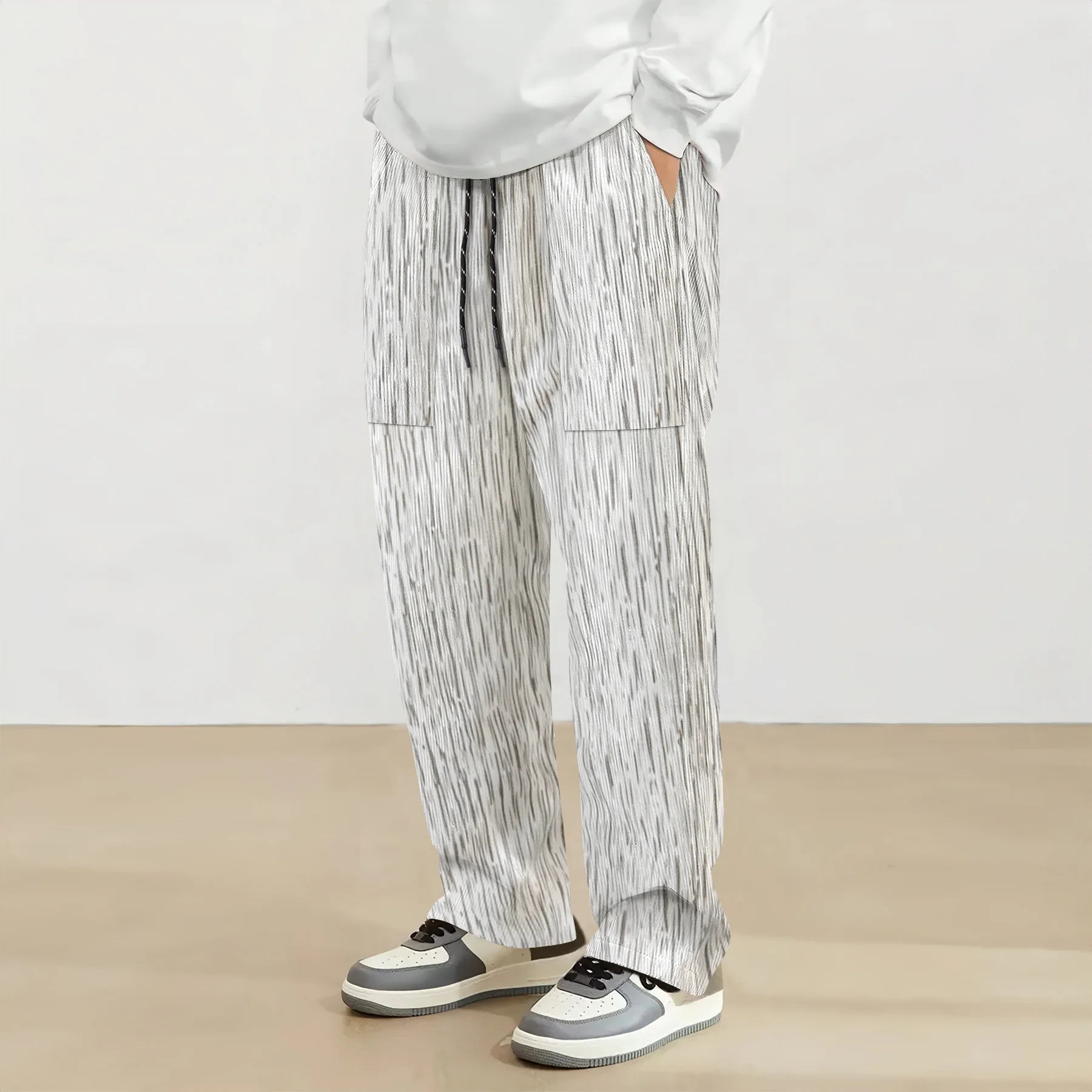 

Spring new men's pants 2025 fashion corduroy high quality super casual trend for young men straight pants wide leg pants