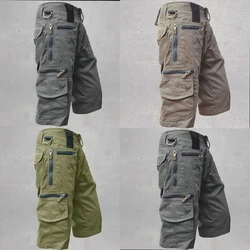 Split length pants for men, loose fitting straight tube, summer oversized trendy casual pants, multi bag workwear shorts for men