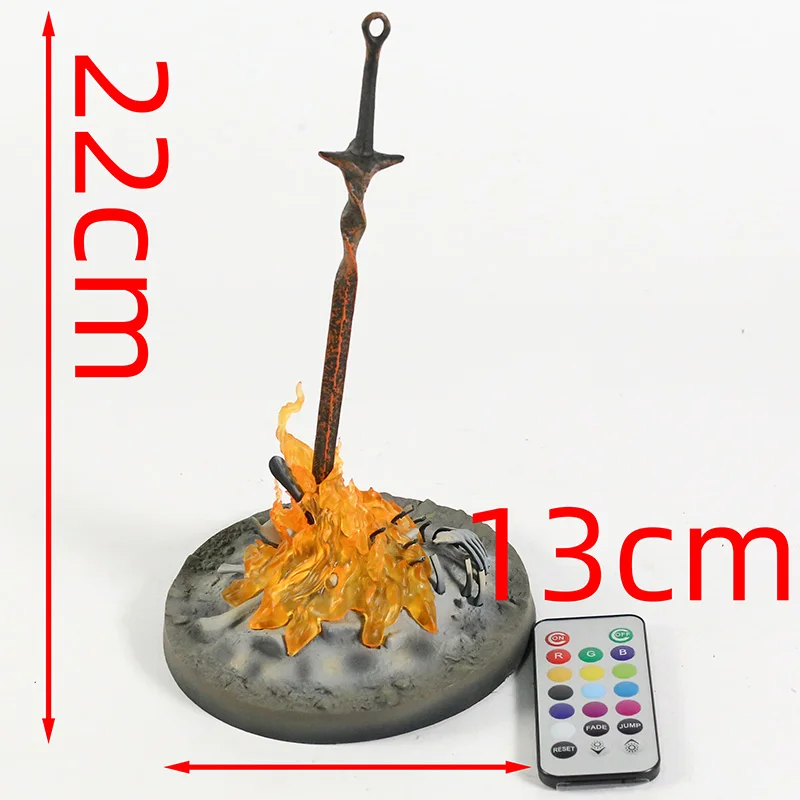 Dark Souls 3 Bonfire PVC Figure Fire Glowing Sword LED ILLUMINATION with Light Statue 1/6 Scale Collectible Model Toys