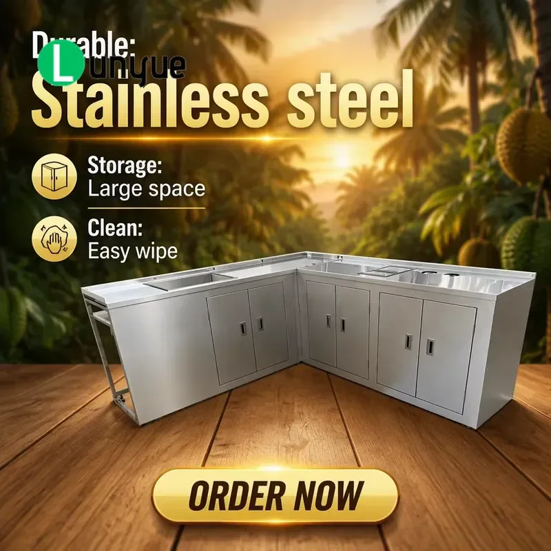 Modern Stainless Steel Fire Resistant Cabinet With Freezer For Mobile Food Truck Workshop Durable Storage Solution