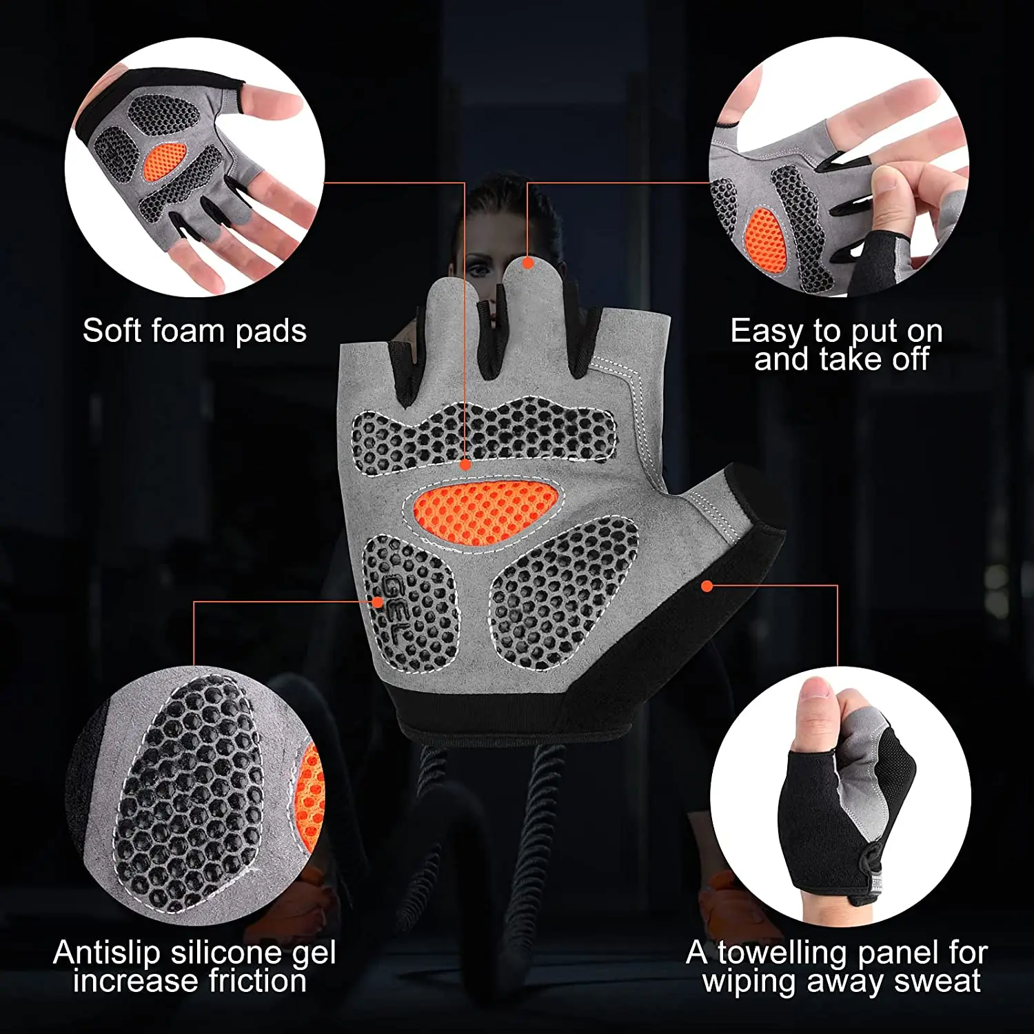 Weightlifti Gym Gloves Fitness Training Fingerless Men Women Bodybuilding Exercise Sports Gloves Cycling Anti Slip Breathable