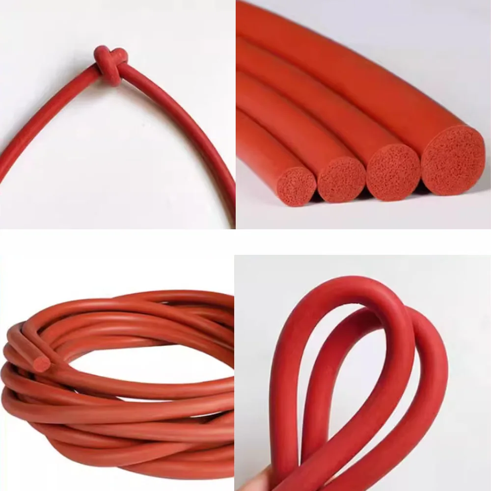 Dia3-28mm 1/2Meter Red Silicone Rubber Foam Sealing Strip Round Sponge Cord Cabinet Door Seal