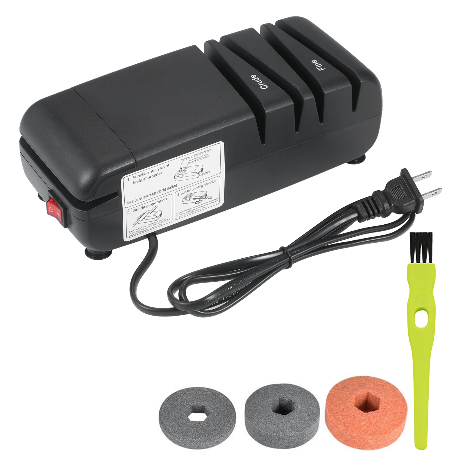 Electric Knife Sharpener Multifunctional Automatic Cutwith 15-Degree Bevel Crude and Fine Grooves for Straight Serrated Knives