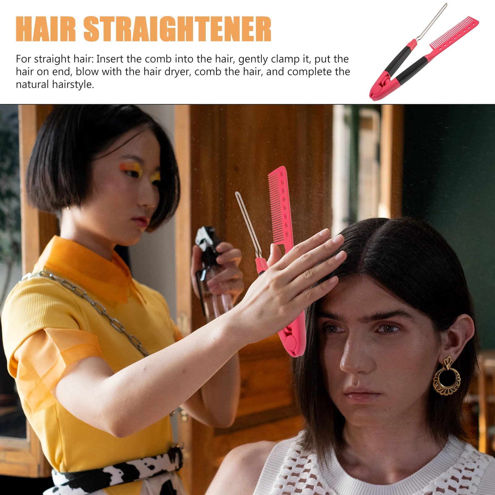 

V-Shaped Hair Straightening Comb For Smooth Natural Hairstyle Home Salon Travel Use Hairdressing Tool Hair Straightener