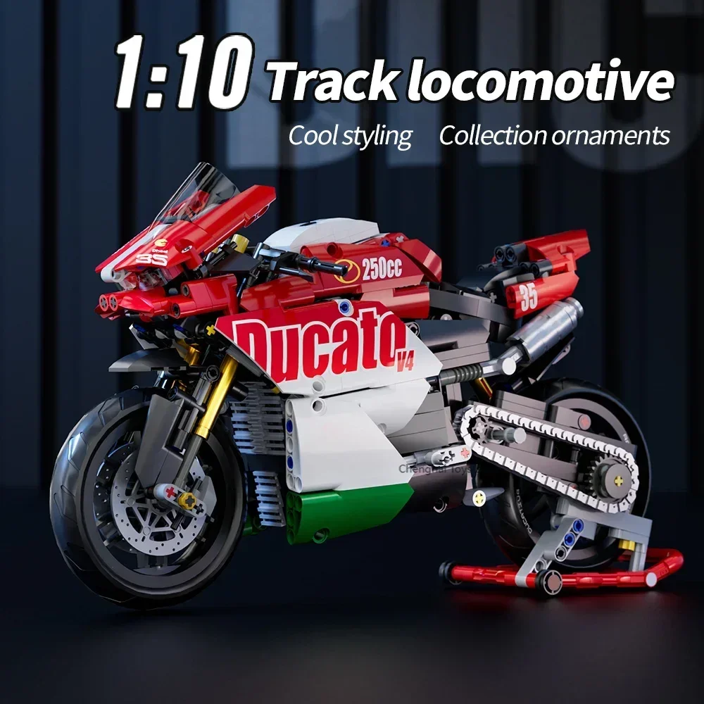 883pcs Bricks, Build a Stylish 1:10 Motorbike Display Model, Collectible Building Set Has a Cool Design Kit for Kids Or Adults