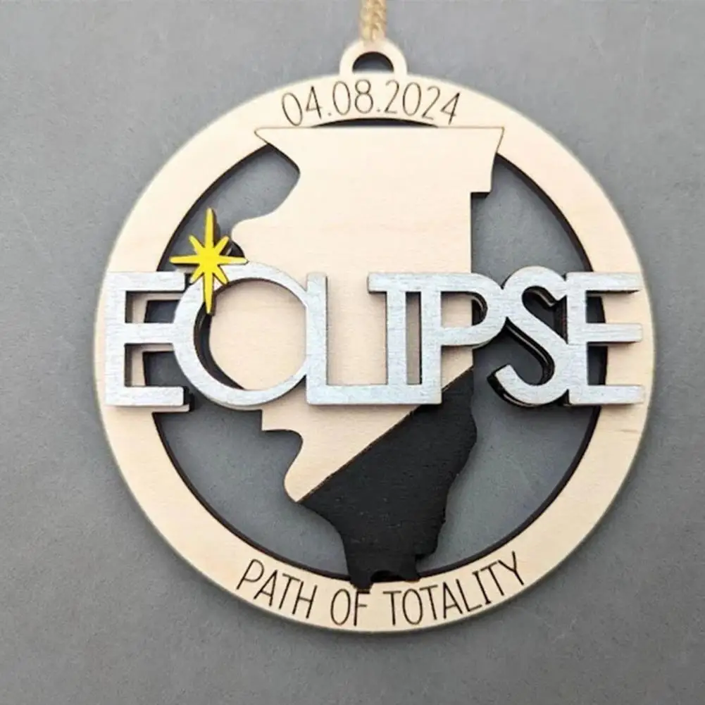 Solar Eclipse Pendant Eclipse Viewing Decor Wooden Solar Eclipse Ornament for Home Office Decor Astronomy Lovers Keepsake Gift