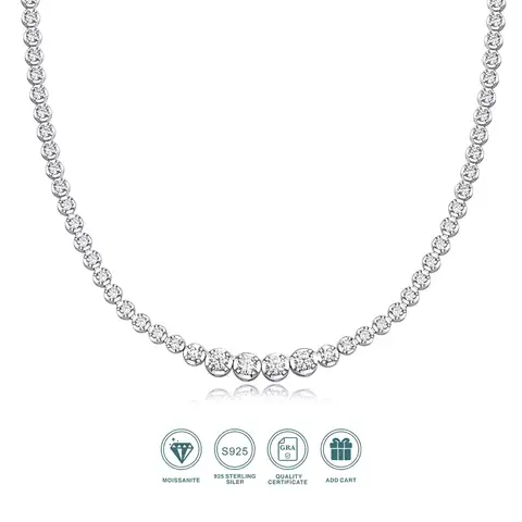 LYEE CYEE 925 silver moissanite necklace 4mm casual fashion light luxury women's senior gift with certificate authentication