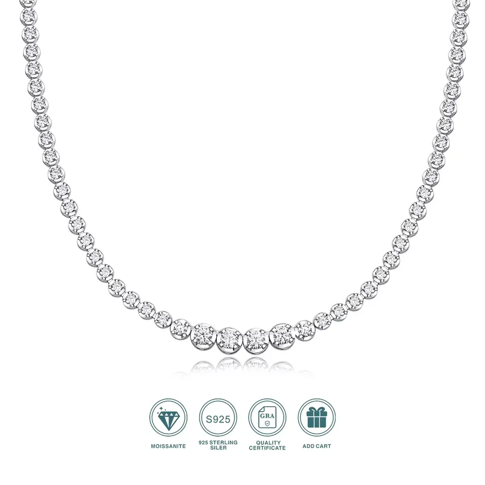 925 Silver Moissanite Necklace Light Luxury Gift