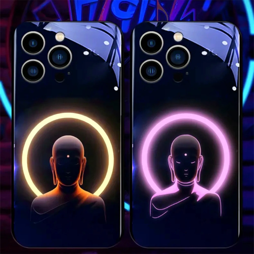 Buddhaland Gleams Design Schallgesteuerte LED-Blitzhüllen Leuchtende Glasabdeckung für Samsung S26 S25 S24 S23 S22 S21 FE Plus Ultra – Detail 14