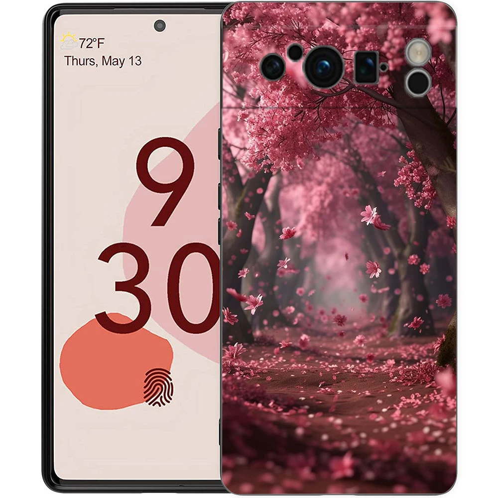 Pink Spring Cherry Blossoms Phone Case Cover for Google Pixel 8 7 6 7A 6A Pro 5G Shockproof Silicon Soft 9 Pro XL 8 Pro 5G Shell