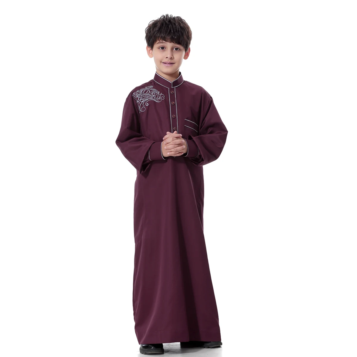 Embroidered Jubba Thobe Kids Abaya For Children Islamic Clothing Saudi Arabia Dubai Boys Fashions Robe Dress Muslims TH874