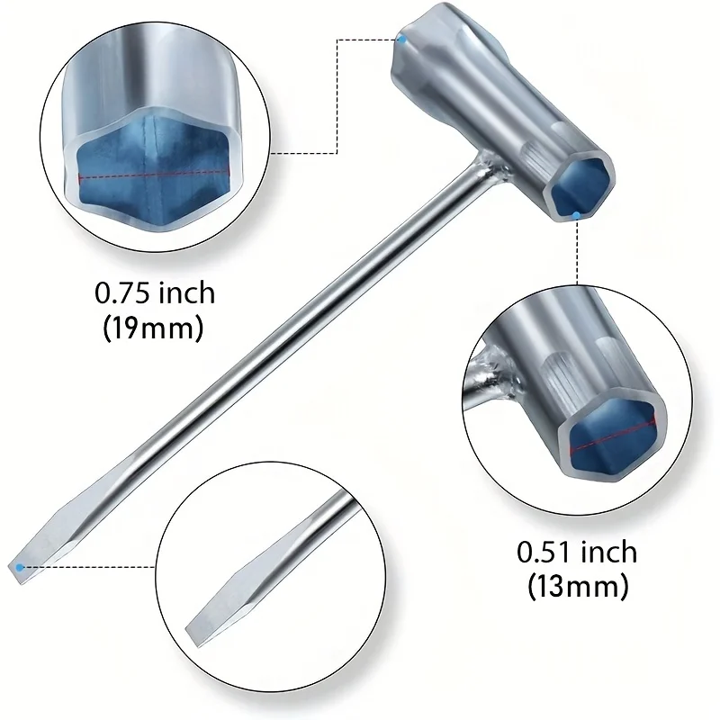 Kettensägen-Schraubenschlüssel-Set, 13 x 19 mm, T-Schlüssel, Spanner-Werkzeug zum Entfernen von Sägeketten – Detail 2