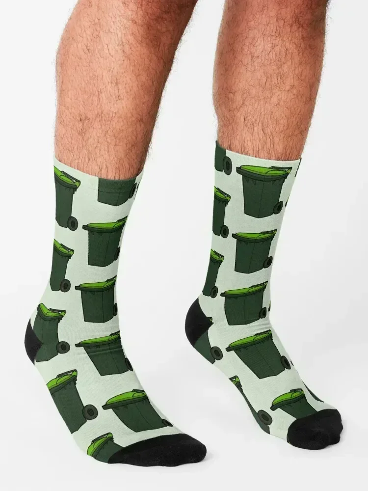 Organic Wheelie Bin- Green Lid Illustration Socks designer brand Run hiphop Stockings compression Men Socks Women's
