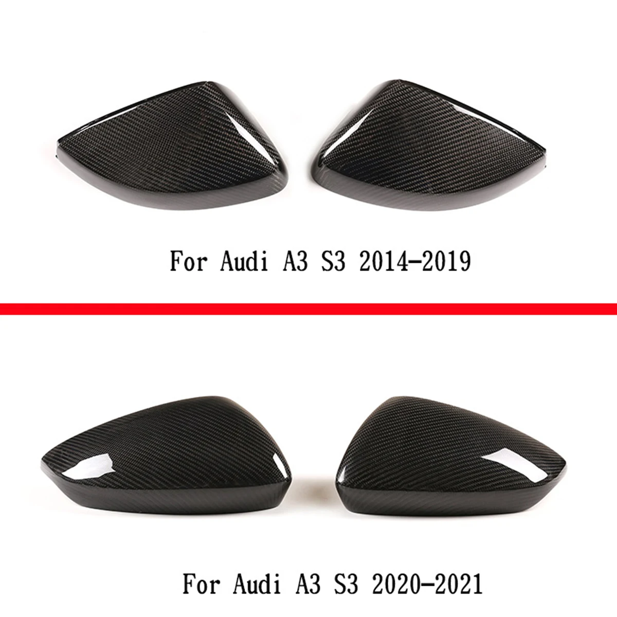 For Audi A3 S3 RS3 8V 2014-21 Real Carbon Fiber Car Rearview Mirror With Scratch Protection Cover Car Accessories (replacement)