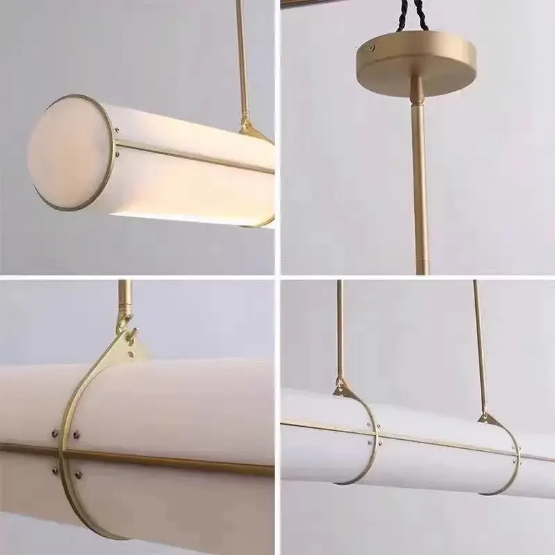 Cilindrische eindeloze hanglamp Designer LED lange acrylverlichting voor eetkamer keukenbar Minimalistische witte eetlamp