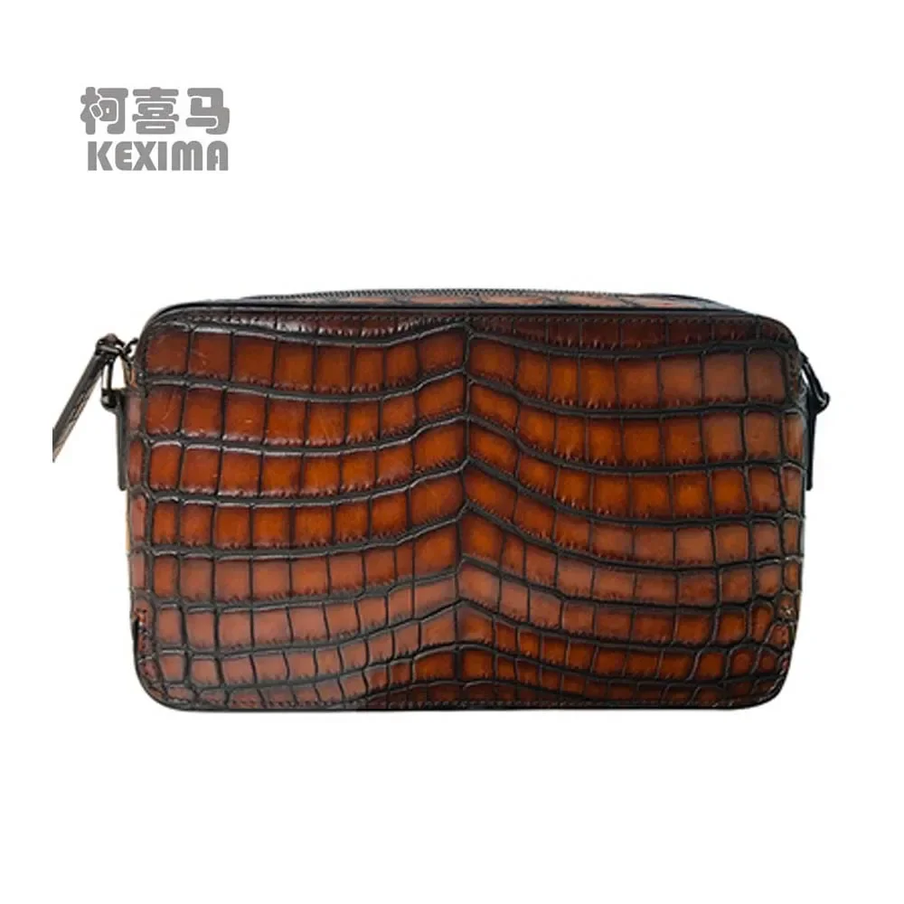 

yongliang men new crocodile leather Men bags Brush color large capacity Single shoulder bag