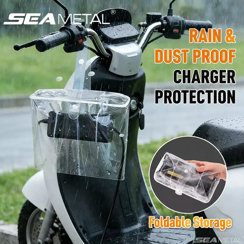 SEAMETAL Scooter Charger Rain Cover Outdoor Waterproof Dustproof Protective Case Foldable Rain Shield for Motorcycle E-Bike