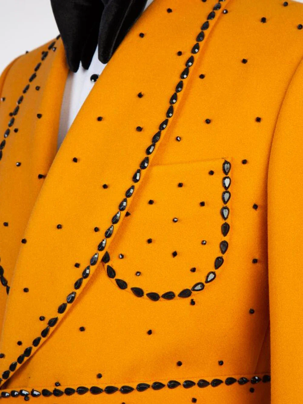 Luxury Crystal Beading Buttons 1-piece Men's Suit High Quality Celebrity Gowns Men's Stage Costume Special Occasion Gowns