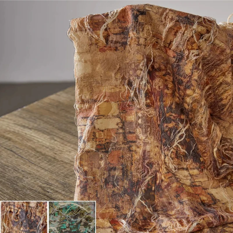 

Текстурированная трикотажная ткань цвета ржавой стали с 3D-эффектом потертости для авангардного DIY-дизайна одежды и шитья