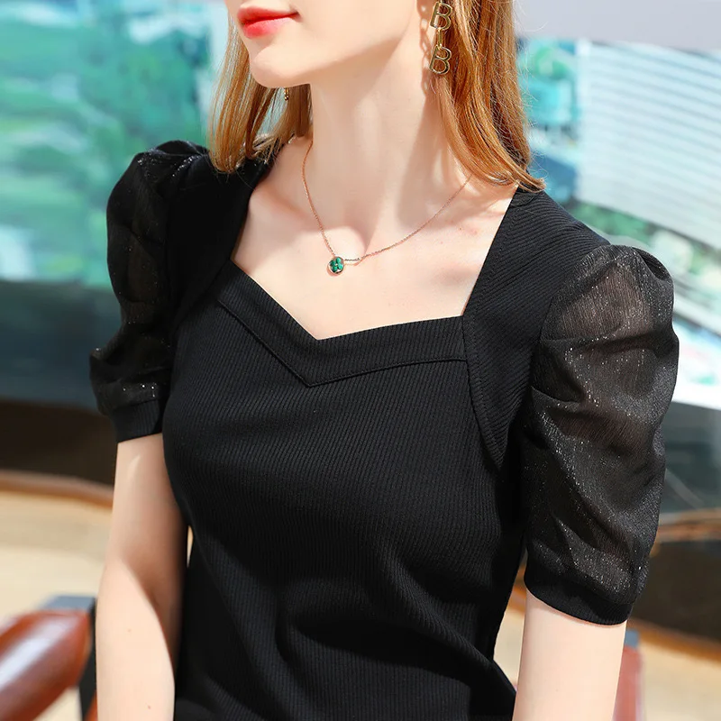 2024 New Summer Fashion T Shirt Woman Gauze Short Sleeve T-shirt Woman European Style Shirt Women Shirts